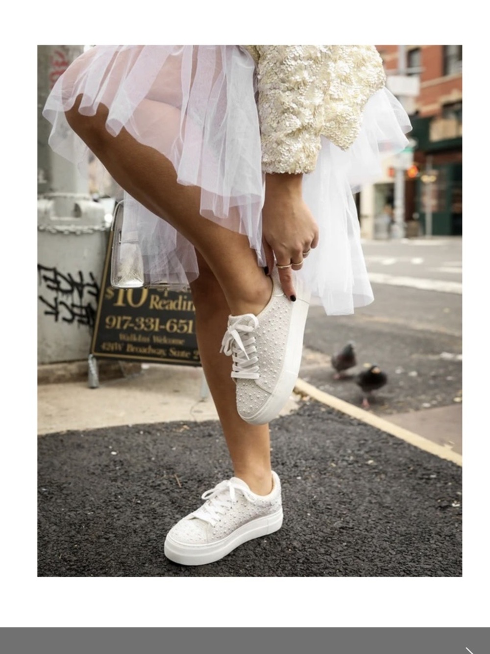 Betsy Johnson Ivory Pearl Embellished Platform Sneaker Bridal Prom Size 6.5